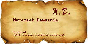 Marecsek Demetria névjegykártya